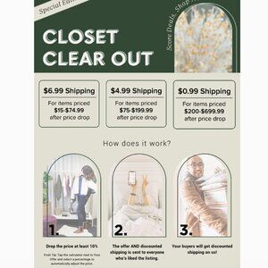 Closet Clear Out Fridays and Sundays!!! Discounted Shipping and 10%+ Discount!